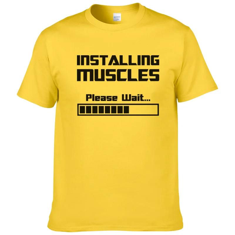 Summer Tshirts Installing Muscles Please Wait Loading Bar Funny Print T Shirt Unisex Cotton Short Sleeve Cool Tees #310