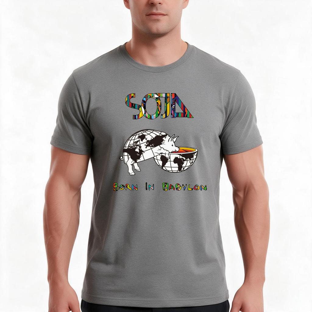 Soja Born In Babylon Tshirt Summer Casual Cotton Tee Oversized Streetwear Tops Vintage Graphic Print Loose Fit Short Sleeve