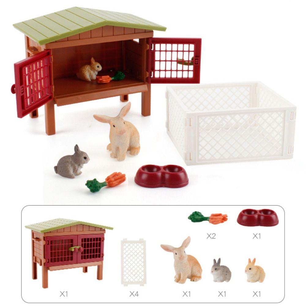 Chicken Rabbit Farm Henhouse Model Puppy Figurine Ranch Model Toy Children's Toy