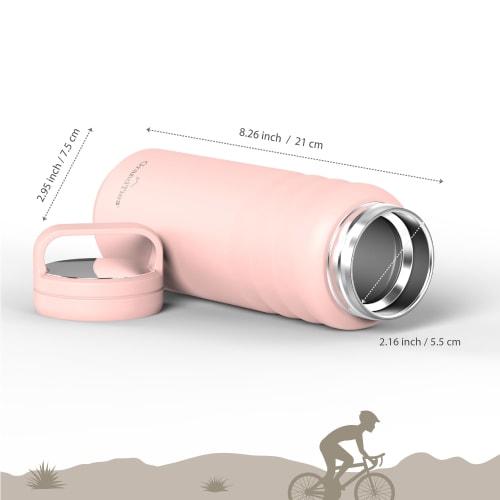 GRANDTIES Vacuum Insulated Stainless Steel Wide Mouth Water Bottle, 709ml, with Two Lids, Direct Drinking, Keeps Hot or Cold Water Hot for 12 Hours, K