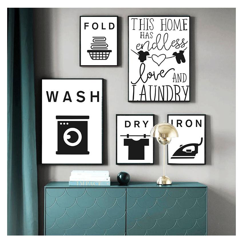 Вывеска с цитатой, настенная живопись на холсте, плакаты на скандинавскую тему и принты, настенные панно для декора ванной комнаты, стирка, сушка, складка, гладильная стирка, забавная