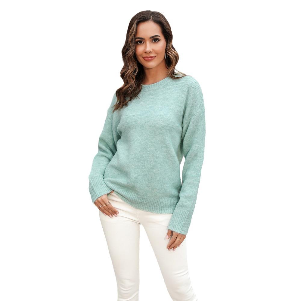 Women's Autumn and Winter Simple Solid Colour Knitted Pullover Sweater