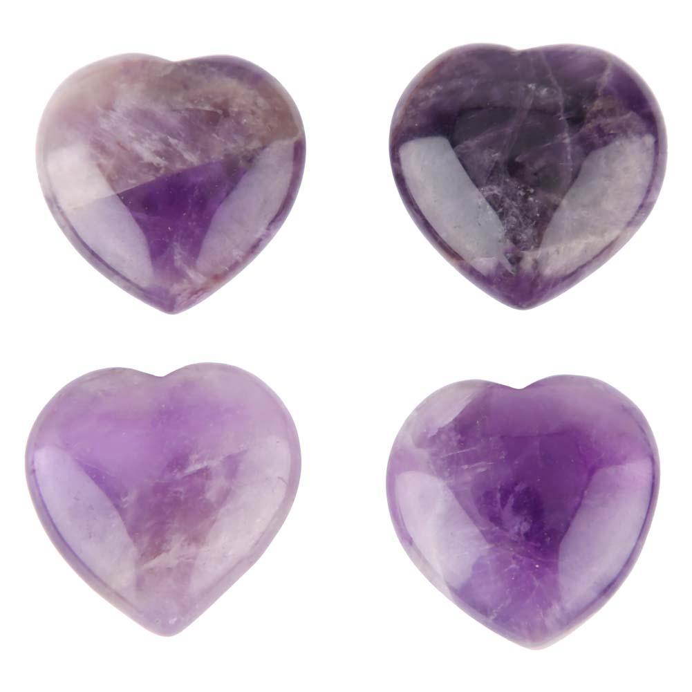 Natural Crystal Healing Stone Love Heart Shape Fluorite Gemstone Home Decor(Amethyst)
