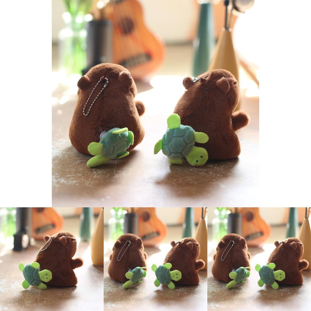 Capybara Stuffed Animal Keychain Pull String Wagging Tail Pp Cotton Plush Backpack Charm