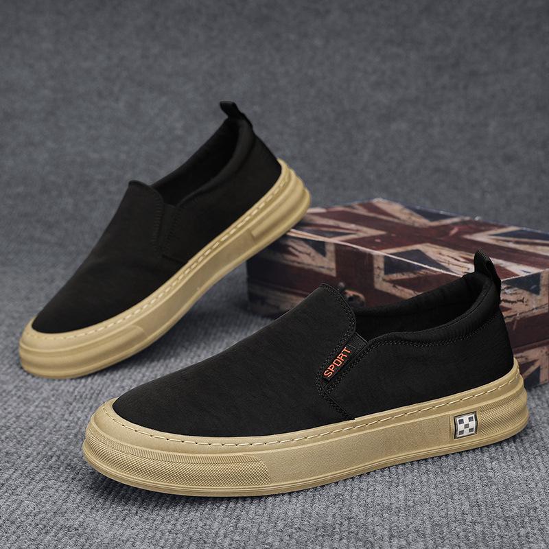 Мужская парусиновая обувь на весну, осень и лето из дышащей ткани. Мужская модная обувь с одной педалью.