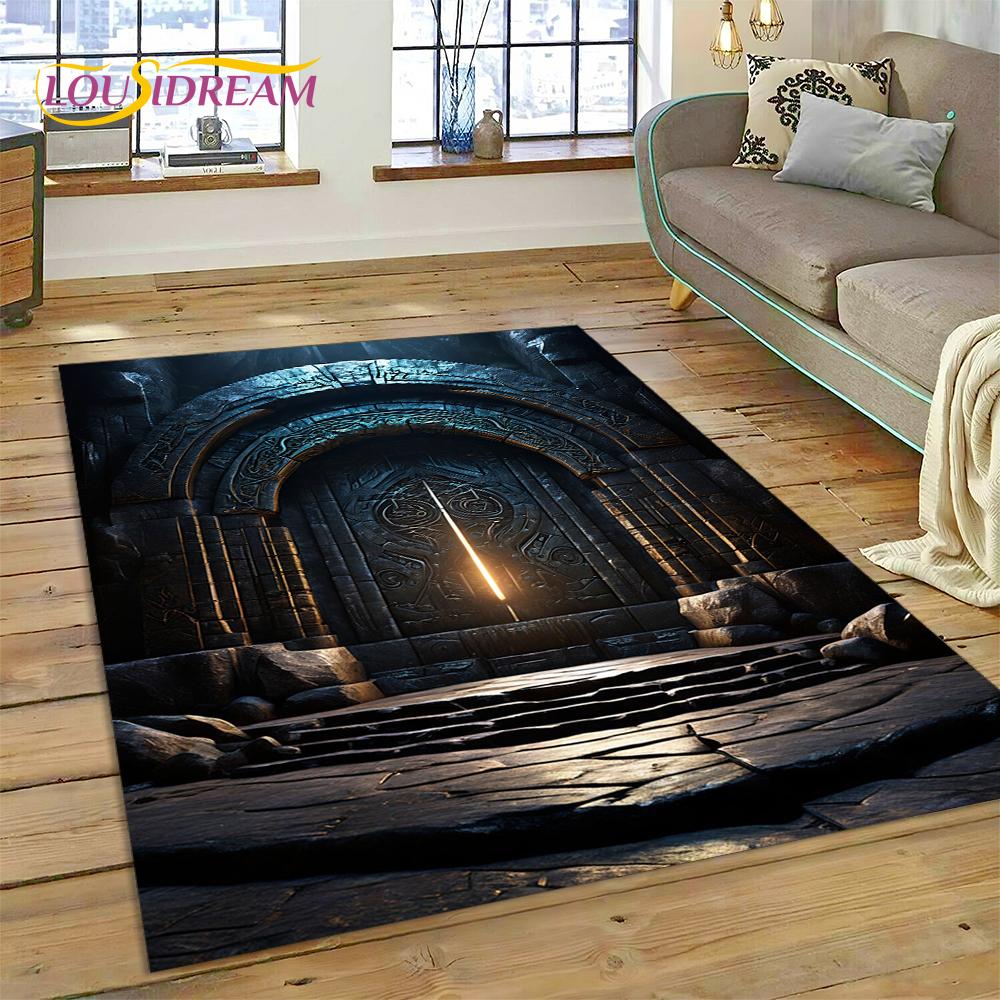 3D Ковер-иллюзия Ворота Храма Бога для Гостиной, Спальни, Дома, Декор Дивана, Ковер для Игровой Зоны Детей, Нескользящий Коврик