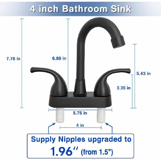 RV Bathroom Faucet, 4 Inch RV Kitchen Sink Faucet Replacement Two Handle
