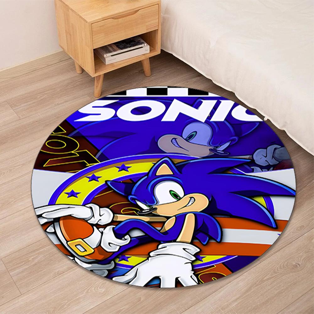 Sonic Printed Round Rug Carpet Chair Rug Area Rug Entryway Doormats,for Office Chair Living Room Bedroom Kitchen Room.