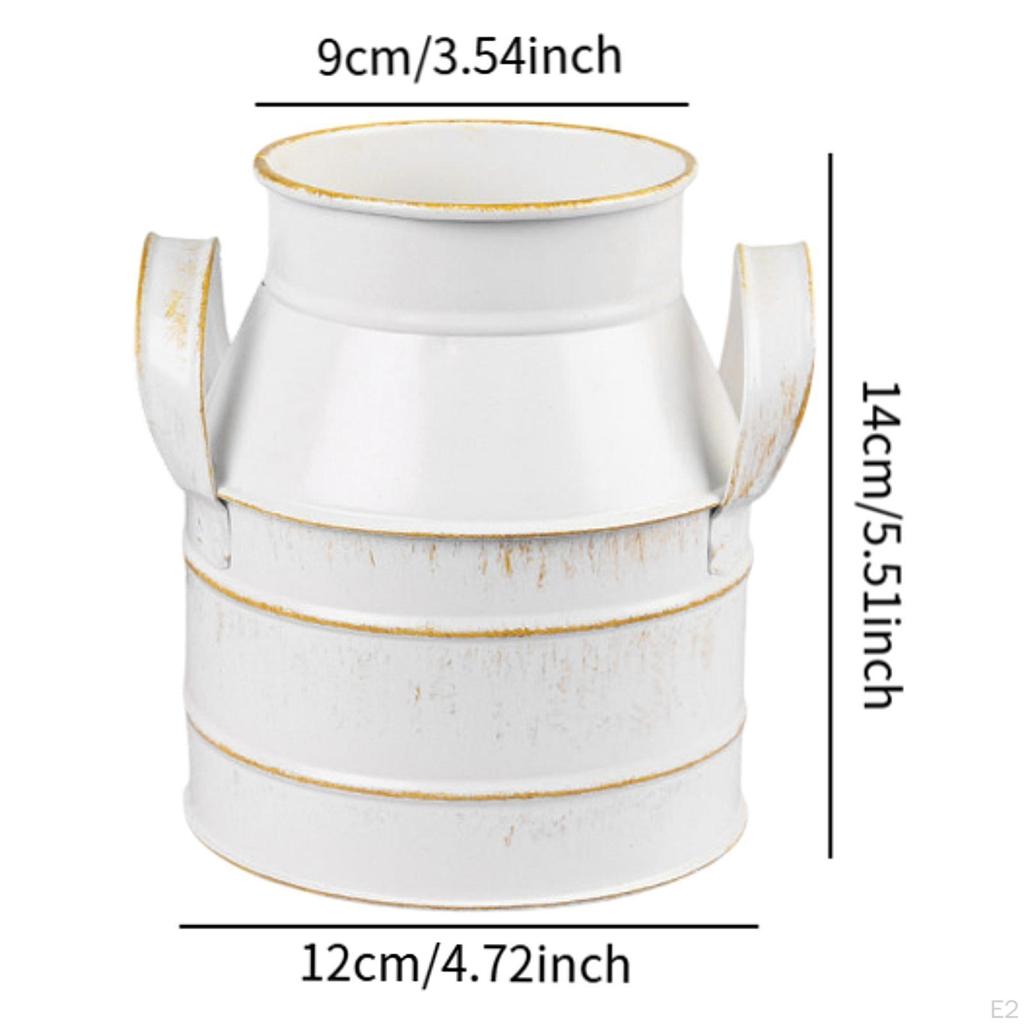 Floral Bucket Flower Vase Iron Planter Milk Can Jug for Patio Home Table Centerpieces