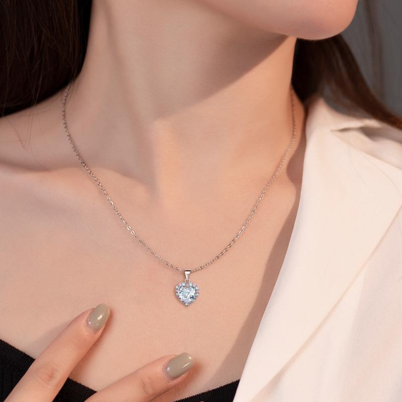 Bague Ringen Роскошный кулон из муассанита 2 карата для женщин с сертификатом Gra в форме сердца, сверкающее бриллиантовое ожерелье, однотонное серебро 925 пробы, ювелирные изделия