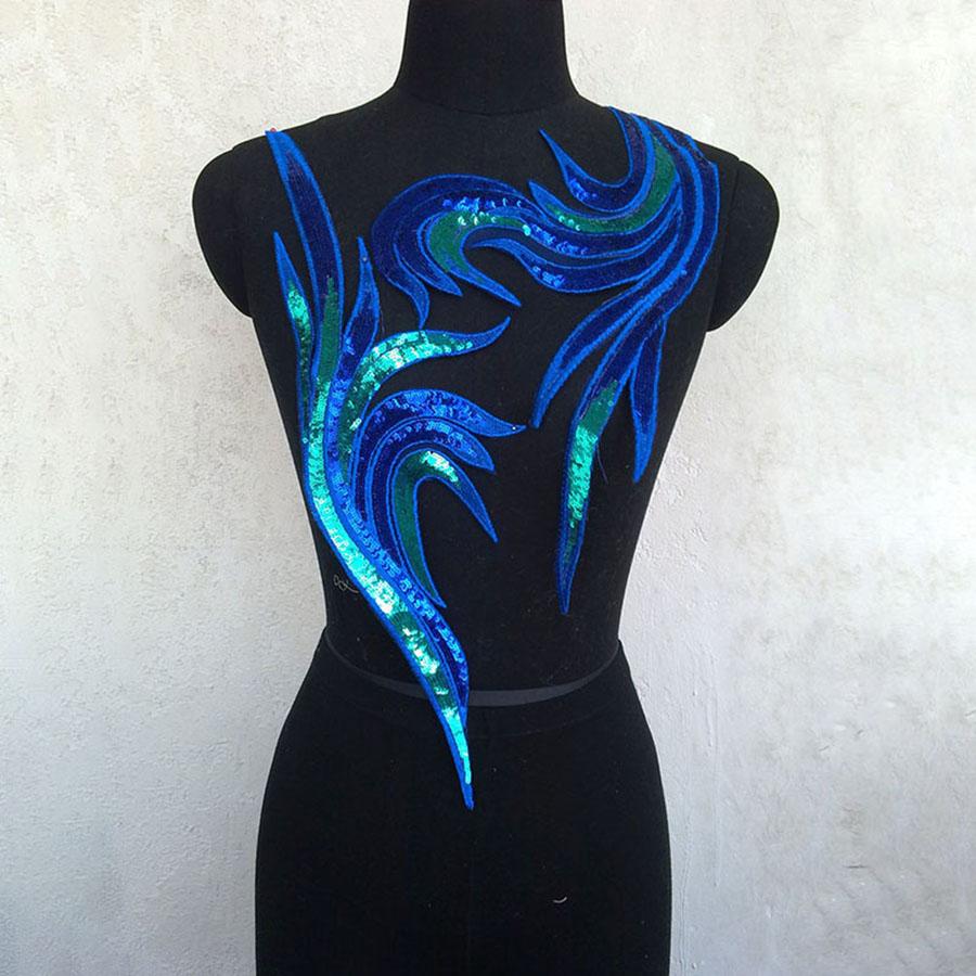 2 шт./набор Синяя Золотая Пайеточная Вышитая Нашивка Ремонтная Аппликация Кружево Сделай Сам Одежда Швейная Декорация Аксессуары