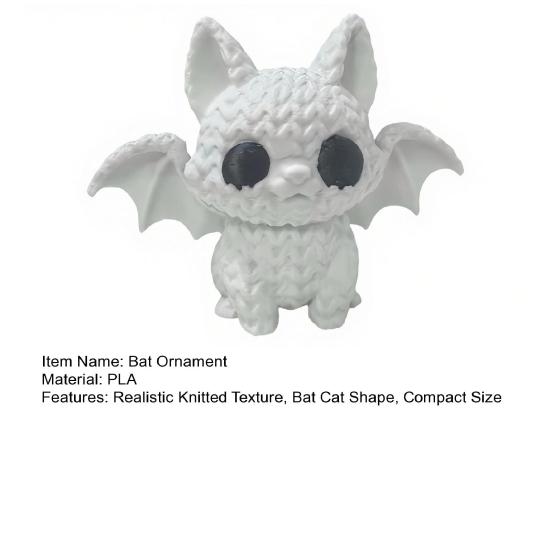 Umbra Studio Festive Halloween Ornament, Knitted Texture Bat Cat Design Figure, Mini Size Sculpture for Party Desk Shelf Decor