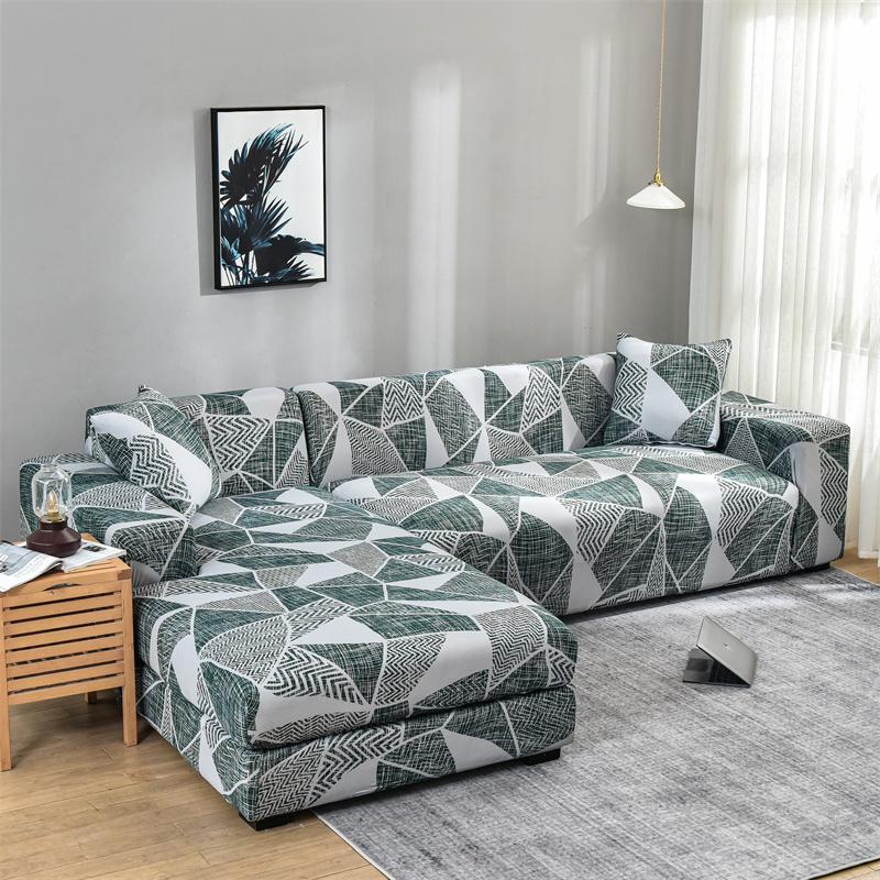 Геометрический принт Чехол на диван Чехол на диван Sofa Coverastic Чехлы для защиты от животных Шезлонг Защита L-образный Пылезащитный Машинная стирка 1 шт.
