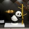 Decorative Panda Resins Statue with Storage Tray for Key and Trinkets Animal Sculpture Entryway Living Room Table Decors