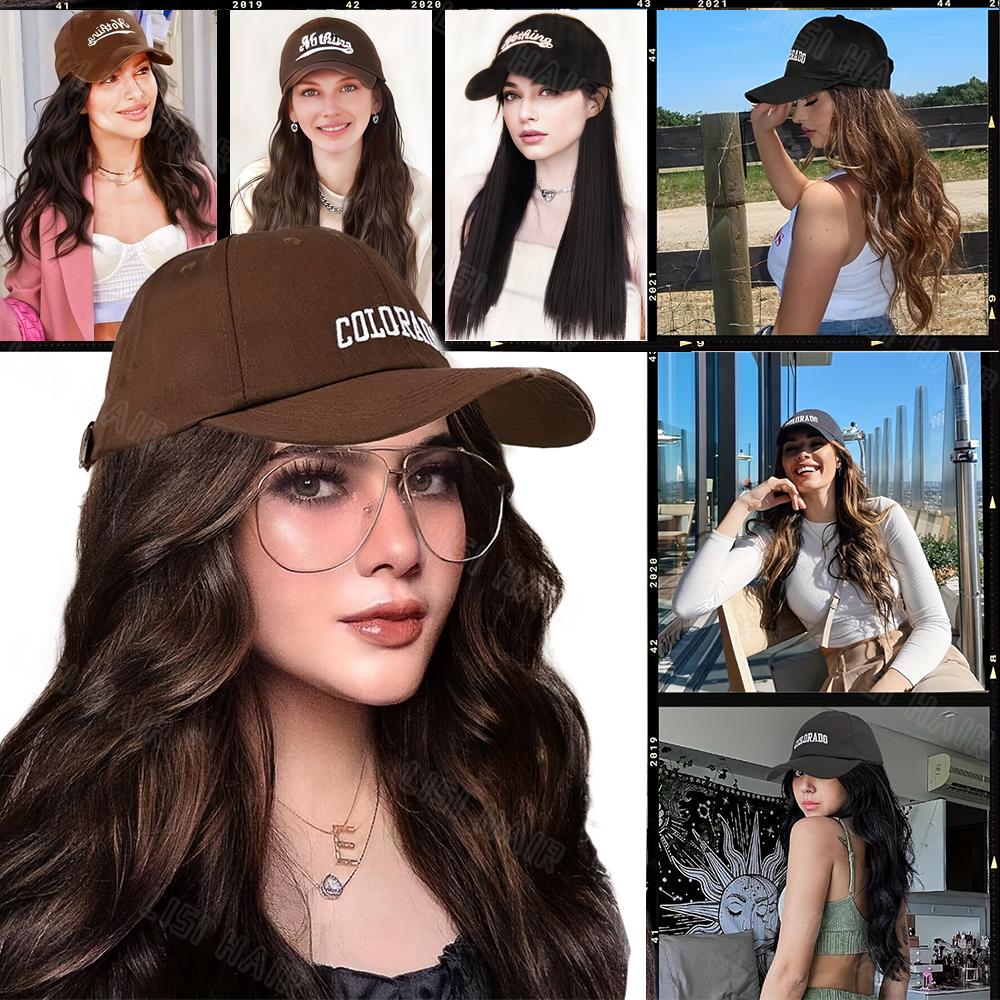 MERISIHAIR Синтетический парик шляпы Длинный прямой парик для женщин Парик Дружественный термостойкий для ежедневного использования