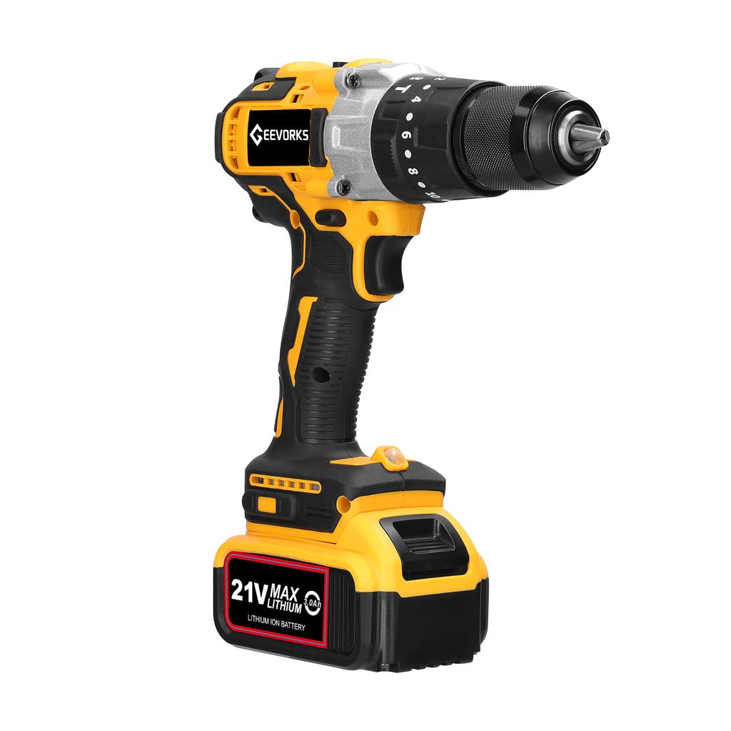 Household 80Nm Multifuctional 21V Electric Drill 2 Speed Control 3 Working Modes Stepless Speed