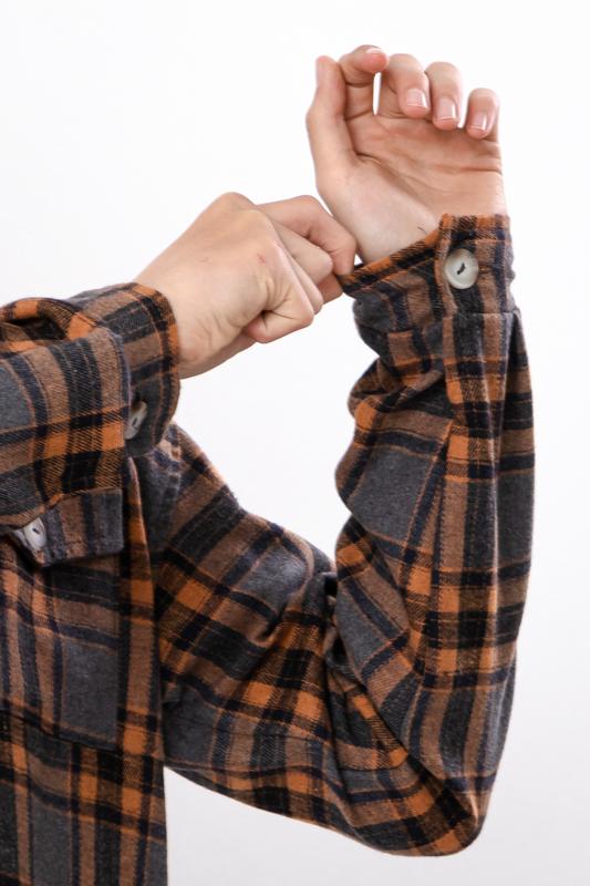 Kids Warm Unisex Plaid Shirt with Brushed Fleece Lining, Demi-season 6417-090-1 HC