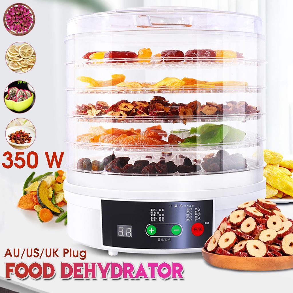 NEW Electric Food Dehydrator for Fruits and Vegetables 350W Temperature Adjustment 5 Trays Snacks Air Dryer 110/220V