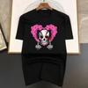 Luxury Brand Heart Skeleton Pattern Print T Shirt For Man Summer Vintage Unisex Oversized T-shirt Y2k Tops Short Sleeve Men's