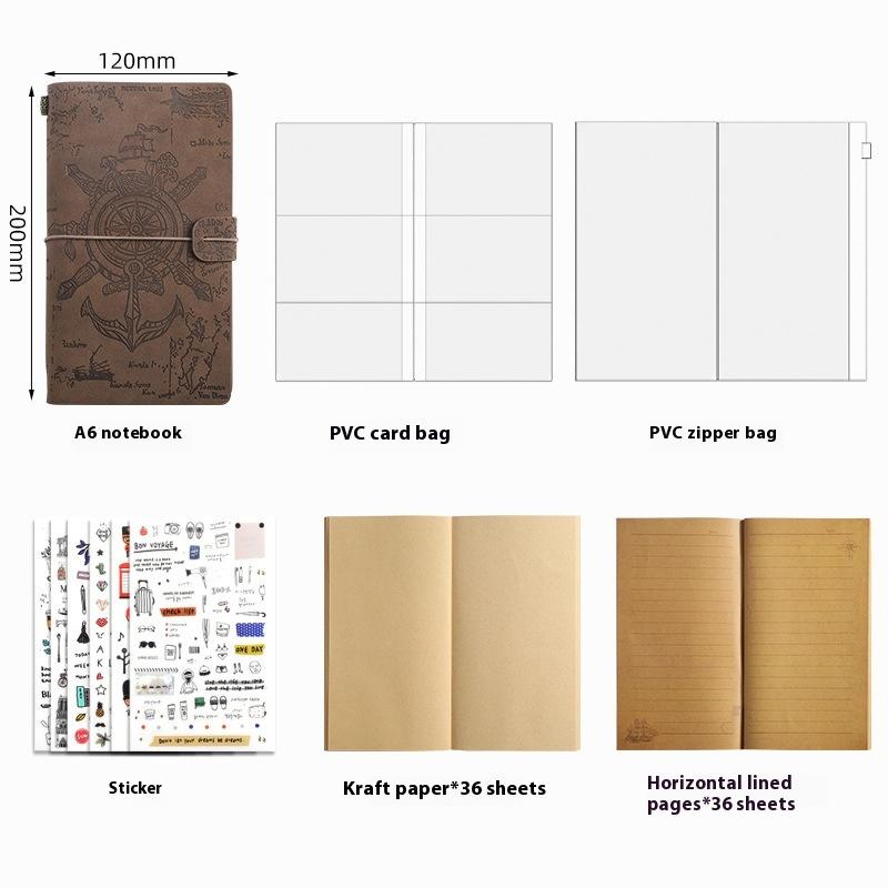Vintage Strap Handbook Set Creative Note Diary Kraft Paper Notebook