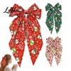 Holiday Hair Accessories with Ribbons Christmas Bows for Women Girls Snowman Bow Clips Handmade Red Green Theme Decorations Bows Festive Long Tail,