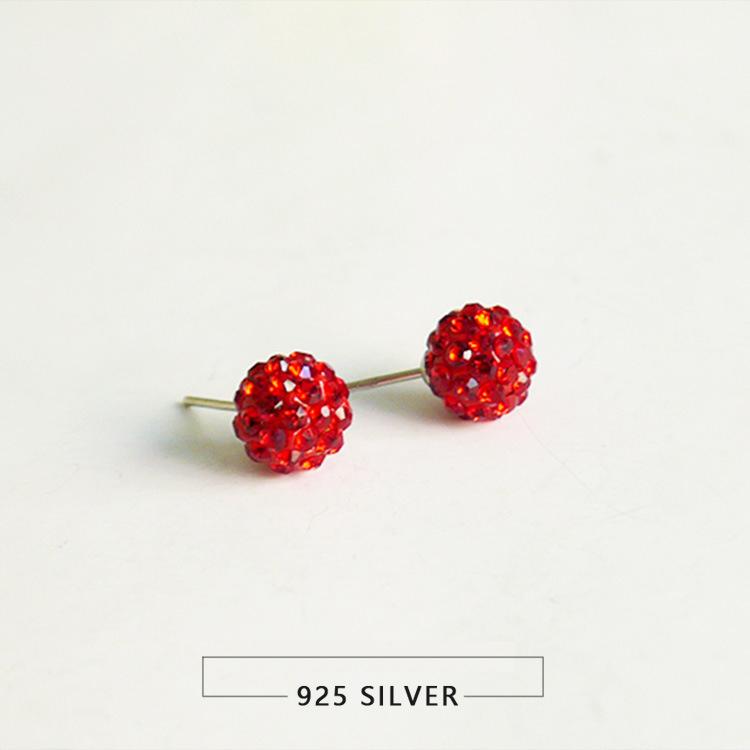 CEO01 Fashion Earring 6-8mm Disco Round Ball Clear Crystal Rhinestones Pierced Stud Earrings for Women Girl Marketing Gift
