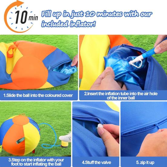 Herding Ball for Dogs Calming Ball with Cover Handle Inflatable Training Ball for Large Breeds Small Medium Dogs Active Play Exercise