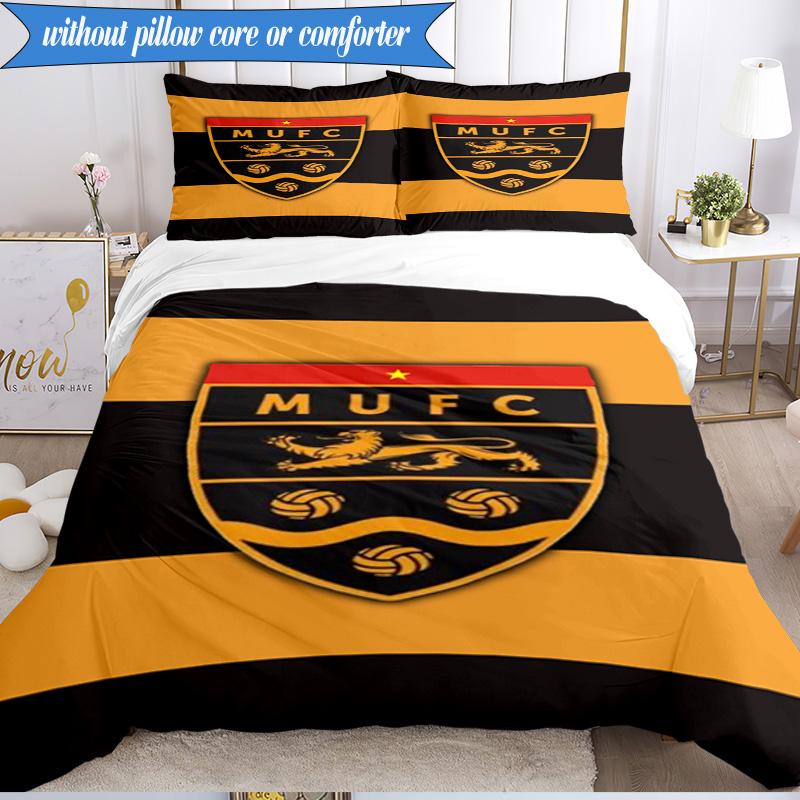3PCS Football Crest Printed Soft Bedding Set,Including 1pc Duvet Cover And 2pcs Pillowcases Perfect for Bedroom, Dormitory, Fan gift