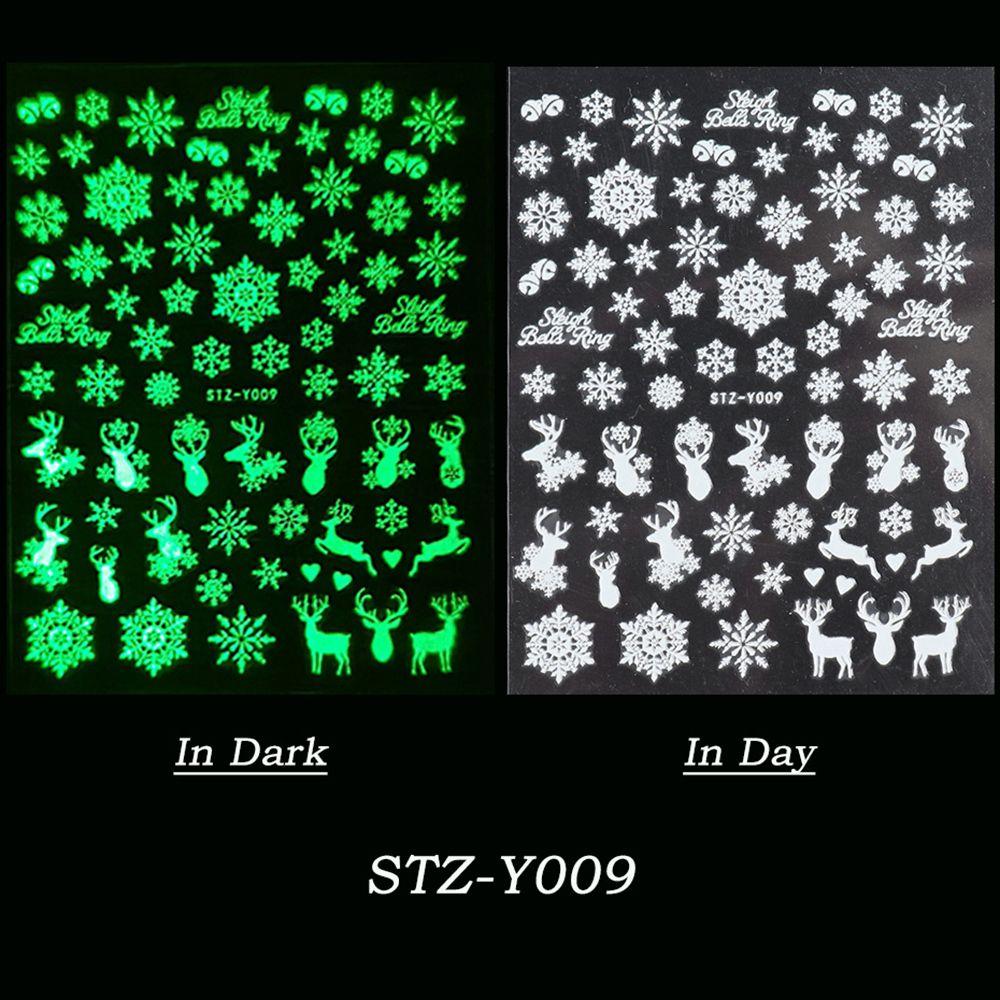 Adhesive Decals Glow In The Dark DIY Manicure White Snowflakes Nail Sticker 3D Luminous Christmas