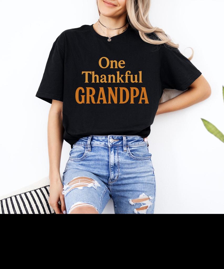 Thanksgiving Grandpa Shirt One Thankful Grandpa T-Shirt, grateful grandpa Gift, fall family Graphic Tee