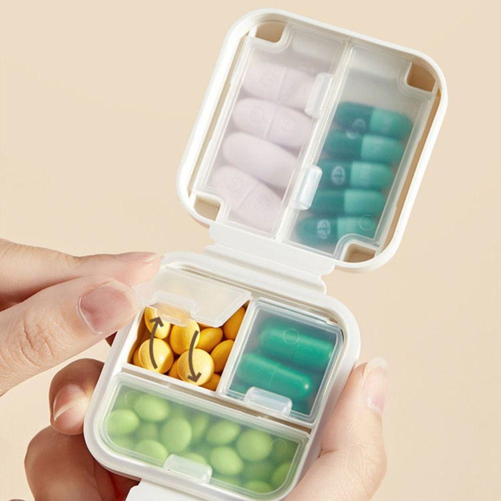 Cute Plastic Pill Organizer Sealed Double Layer Pill Storage Box Moistureproof Health Care Medicine Box