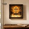 Religious Gifts for Home Coastal Lighthouse Sea Glass Shadow Box Night Light, LED Nativity Scene Wood Wall Mounted Wooden Frame Decor, Christian Faith