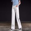 Весенние женские джинсы прямого кроя Свободные эластичные джинсы с высокой талией Широкие джинсы