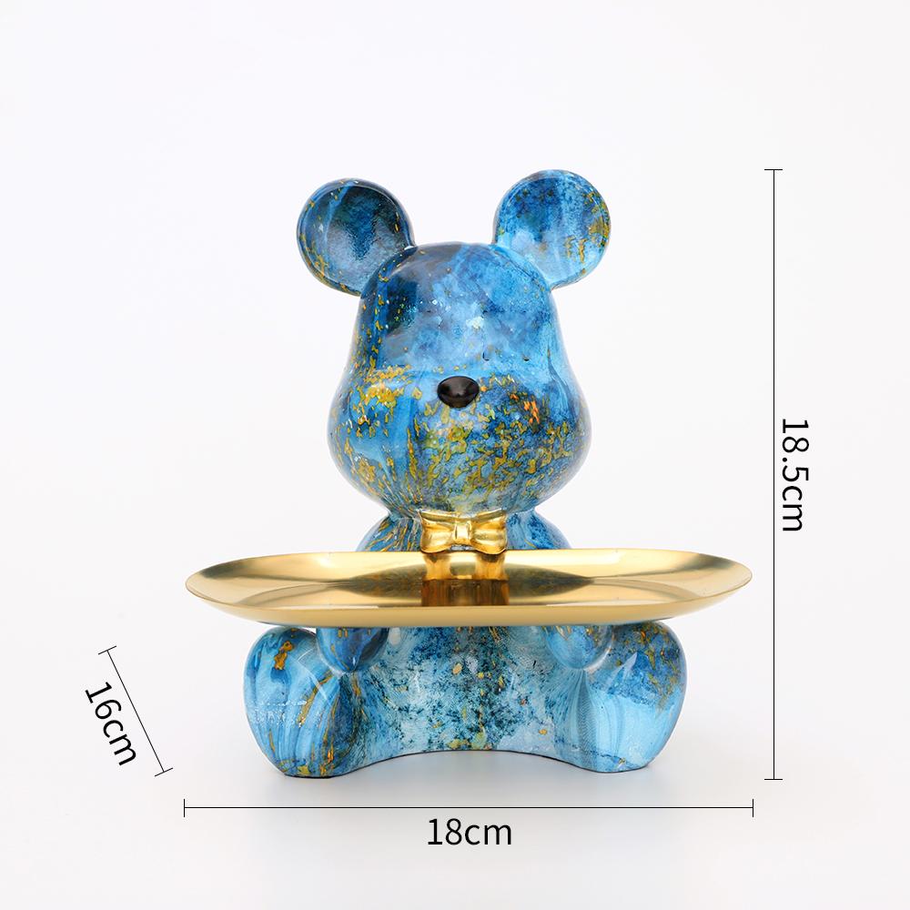 18.5cm Graffiti New Bear Figurine Home Decoration Animal Statue Keys Storage Shelf Modern Room Sculpture Table Decor Statues