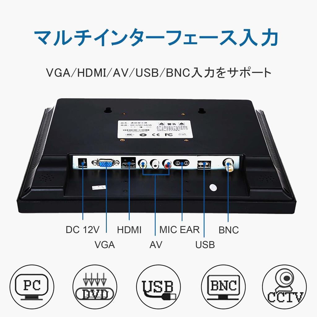 Monitor Small Display HDMI Monitor 800x600 Resolution LCD Color Video Display HDMI VGA BNC USB AV Input for CCTV Backup PC Security Surveillance Cam