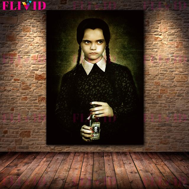 Ужасная готическая девушка, винтажная настенная живопись маслом, коробка Пандоры, художественный постер и печатное украшение для дома «Маленькая ведьма»