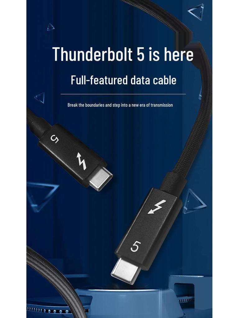 Кабель Thunderbolt 5 Type-C: 80 Гбит/с, поддержка дисплея 16K, зарядка 240 Вт, совместимость с Thunderbolt 4.