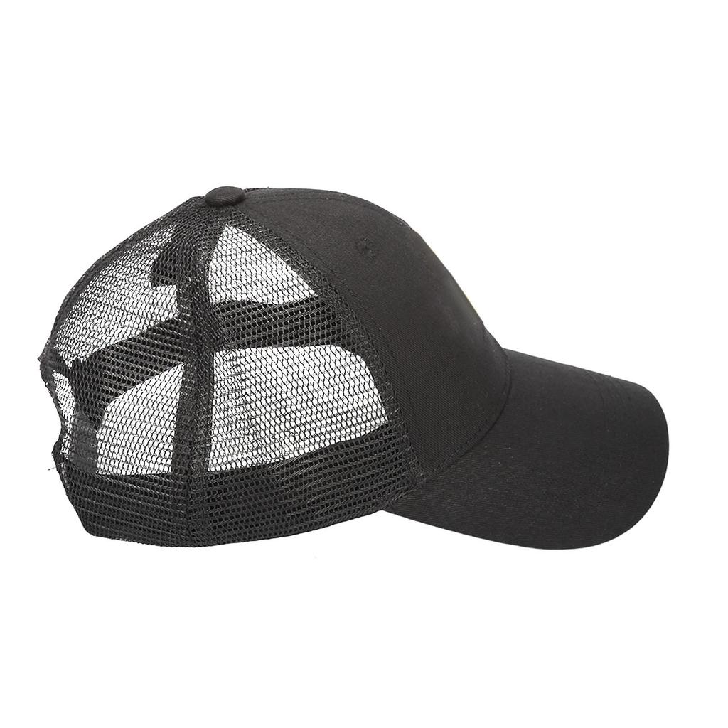 Men Women Letter Embroidered Cap Black Adjustable Fashionable Travel Outdoor Fishing Mesh Back Cap