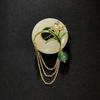 Guofeng Orchid Safety Buckle Brooch High-End Femininity Imitation Chalcedony Brooch Design Sense Pin Tassel Cheongsam Accessories