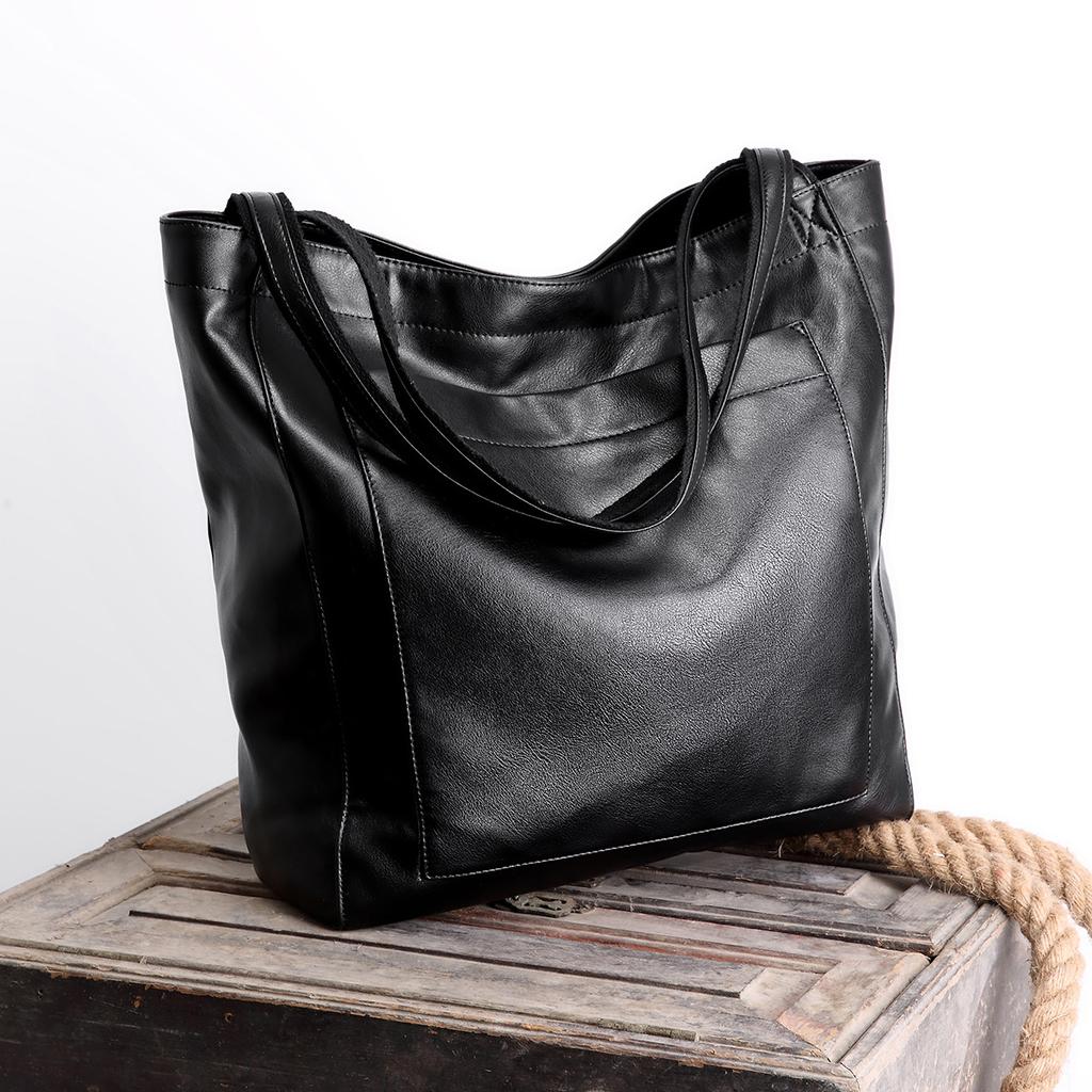 С карманом женская мягкая кожаная переносная сумка через плечо в стиле ретро с масляным воском из кожи большой емкости для