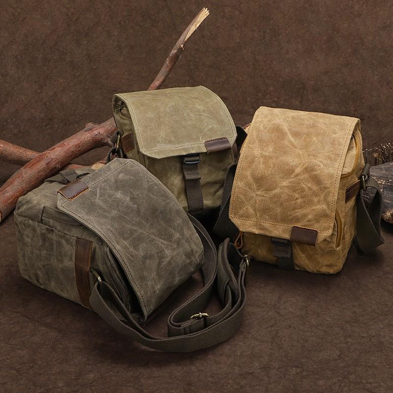 Canvas Shoulder Camera Bag Mirrorless DSLR Instant Waterproof Wear-Resistant Crossbody Neutral Style