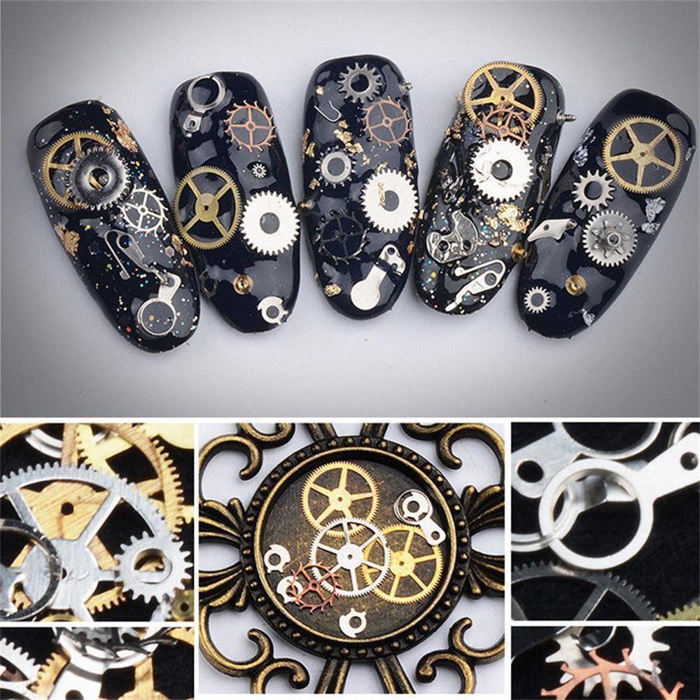 Mixed Patterns DIY Tips Time Gear 3D Flakes Hollow Metallic Nail Sequins Manicure Decor