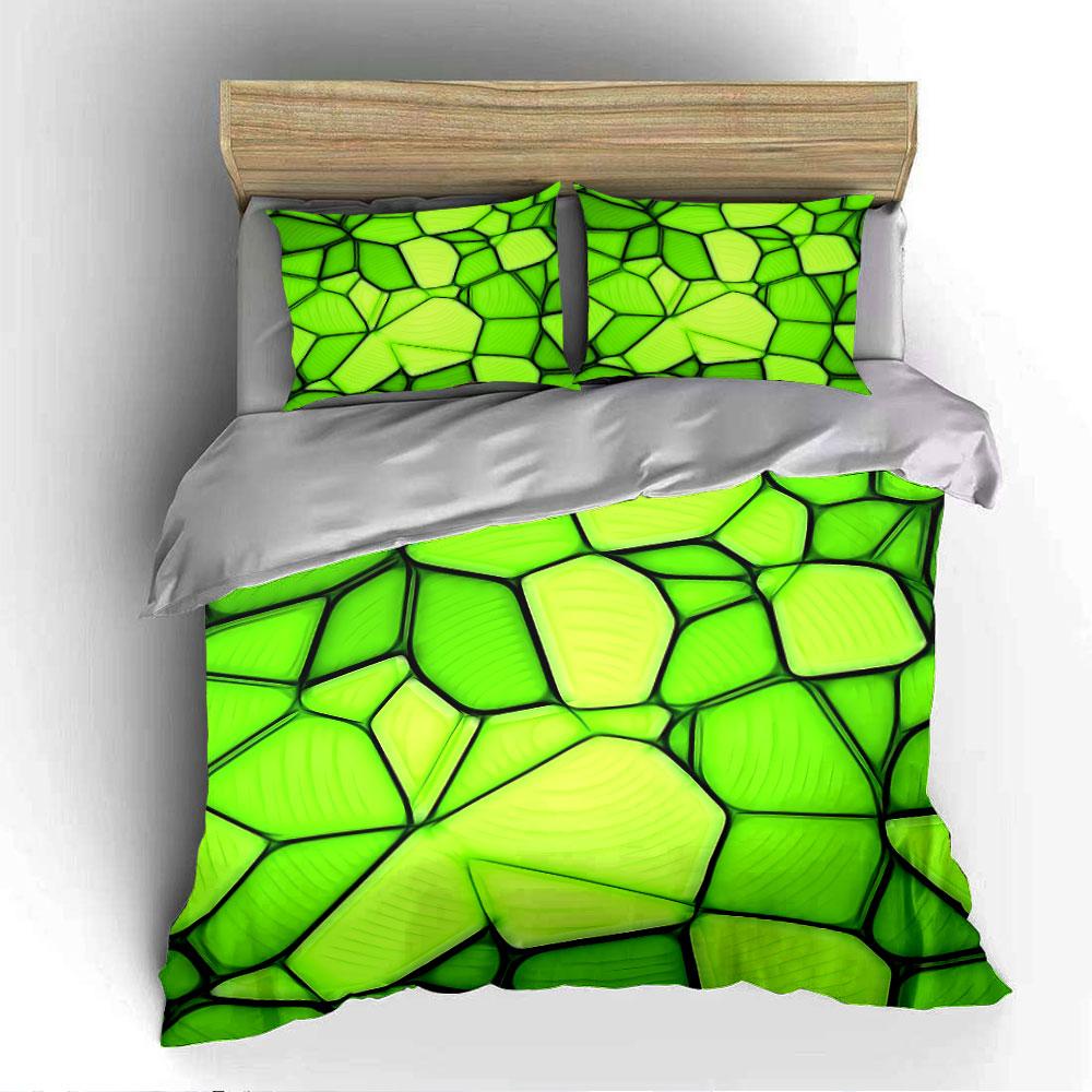 Green Abstract Geometric Pattern Bedding Duvet Cover Set Duvet Cover Pillowcases (1*Duvet Cover 2*Pillowcases, without duvet insert)