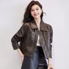 Lapel Short Leather Jacket Women's Spring New Versatile Retro Small Commuter Jacket Top
