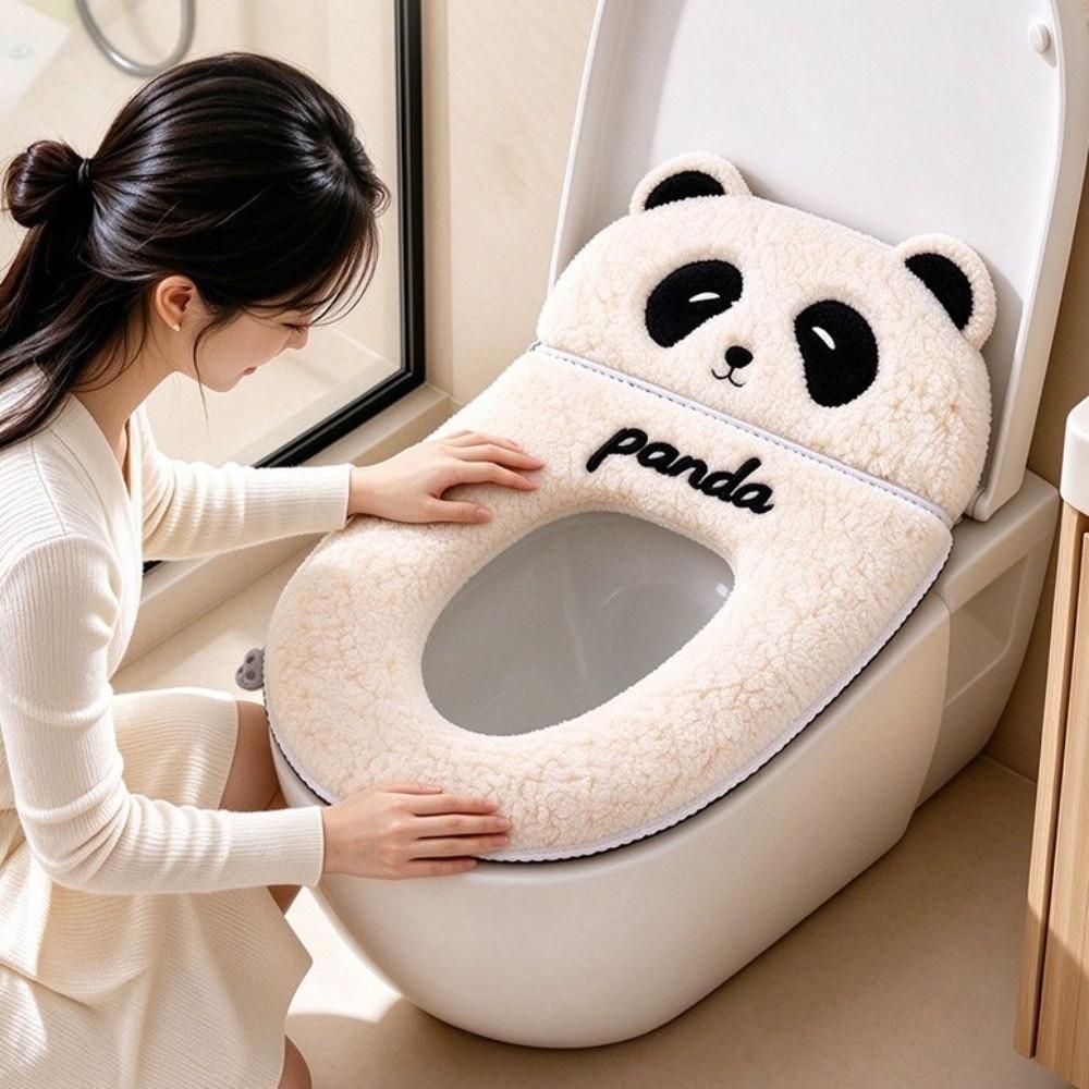 Thickened Lamb Fleece Toilet Cushion Faux Cashmere Plush Toilet Seat Pad  For Universal Toilet Seat