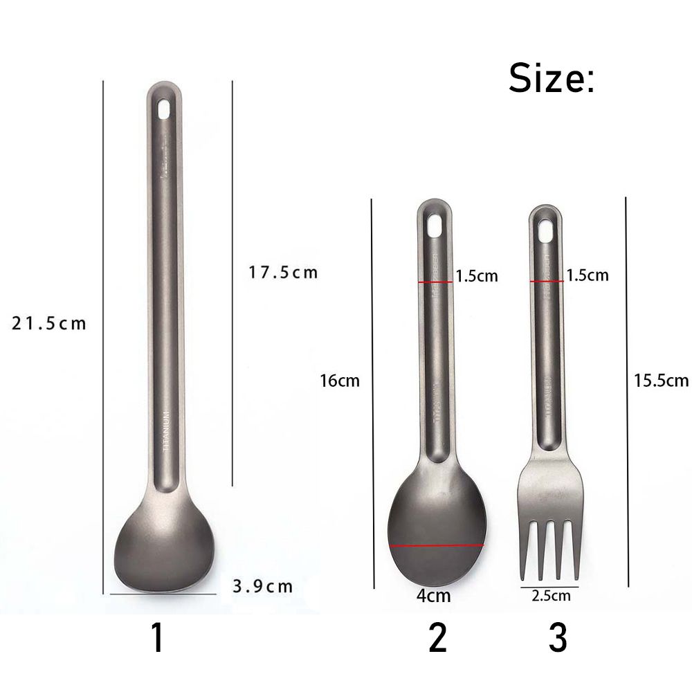 New Pure Portable Outdoor Picnic Accessories Titanium Cookware Cutlery Fork Long Handle Spoon