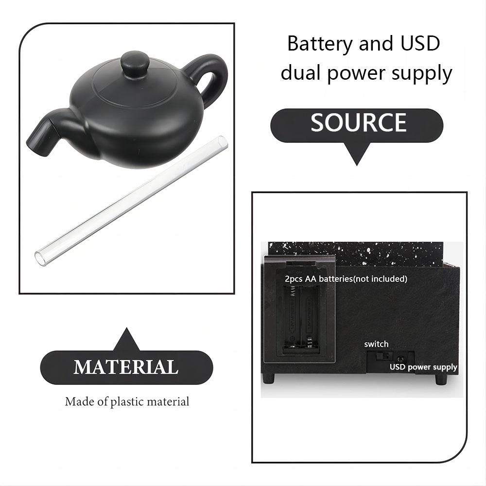 Чайник фонтан орнамент USB 5V батарея блок питания настольное украшение имитация водопада со светодиодными лампами и галькой