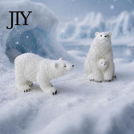 Decorative Resin Animal Figures Polar Bear Mini Figurines, Mother Baby Miniature Ornaments for Landscaping Accessories Succulents Pots Fish