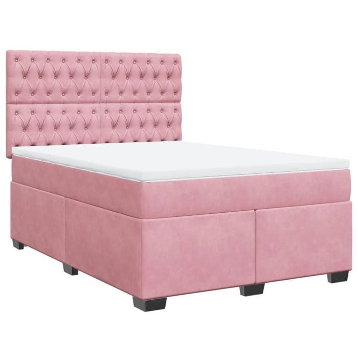 Maison Exclusive - Sommier à lattes de lit avec matelas Rose 140x190 cm Velours