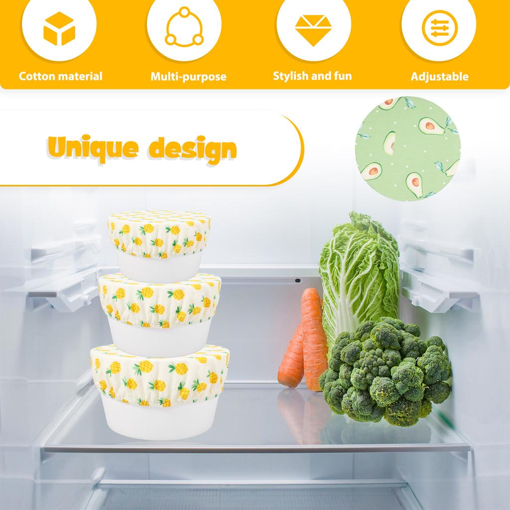 6Pcs Cotton Bowl Covers Elastic Food Storage Bowls Cover 3 Sizes Reusable Kitchen Dish Covers for Bread Proofing Food Leftover